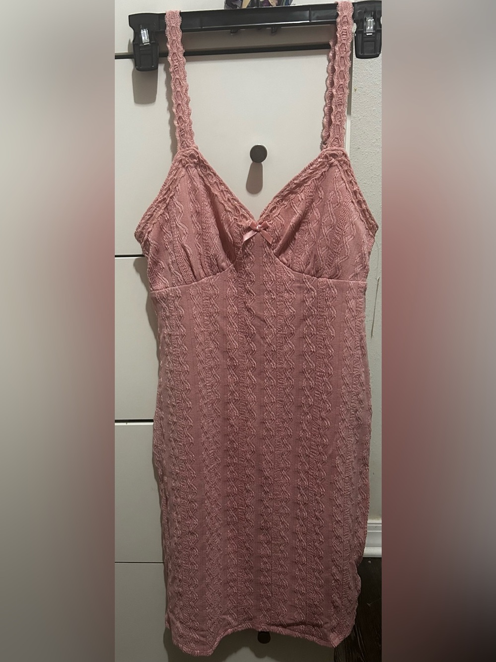 No Boundaries Dusty Rose Lace Trim Knit Dress - Rose